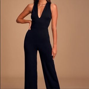 Lulu’s Thinking Out Loud Black Backless Jumpsuit